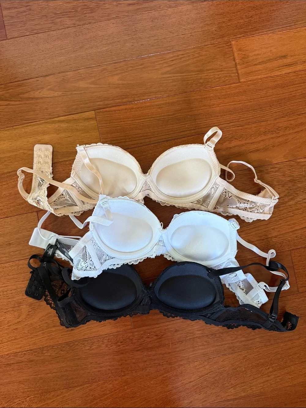 Rene Rofe Lace Push-Up Bra - Ivory, White & Black - Picture 3 of 4